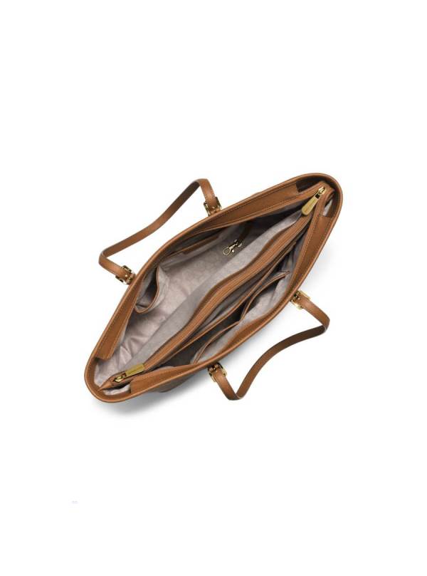 Damske Prenosná Taška Michael Kors Jet Set Medium Saffiano Leather Top-Zip Káva - Kabelky Michael Kors Vypredaj | KFBUX-9076
